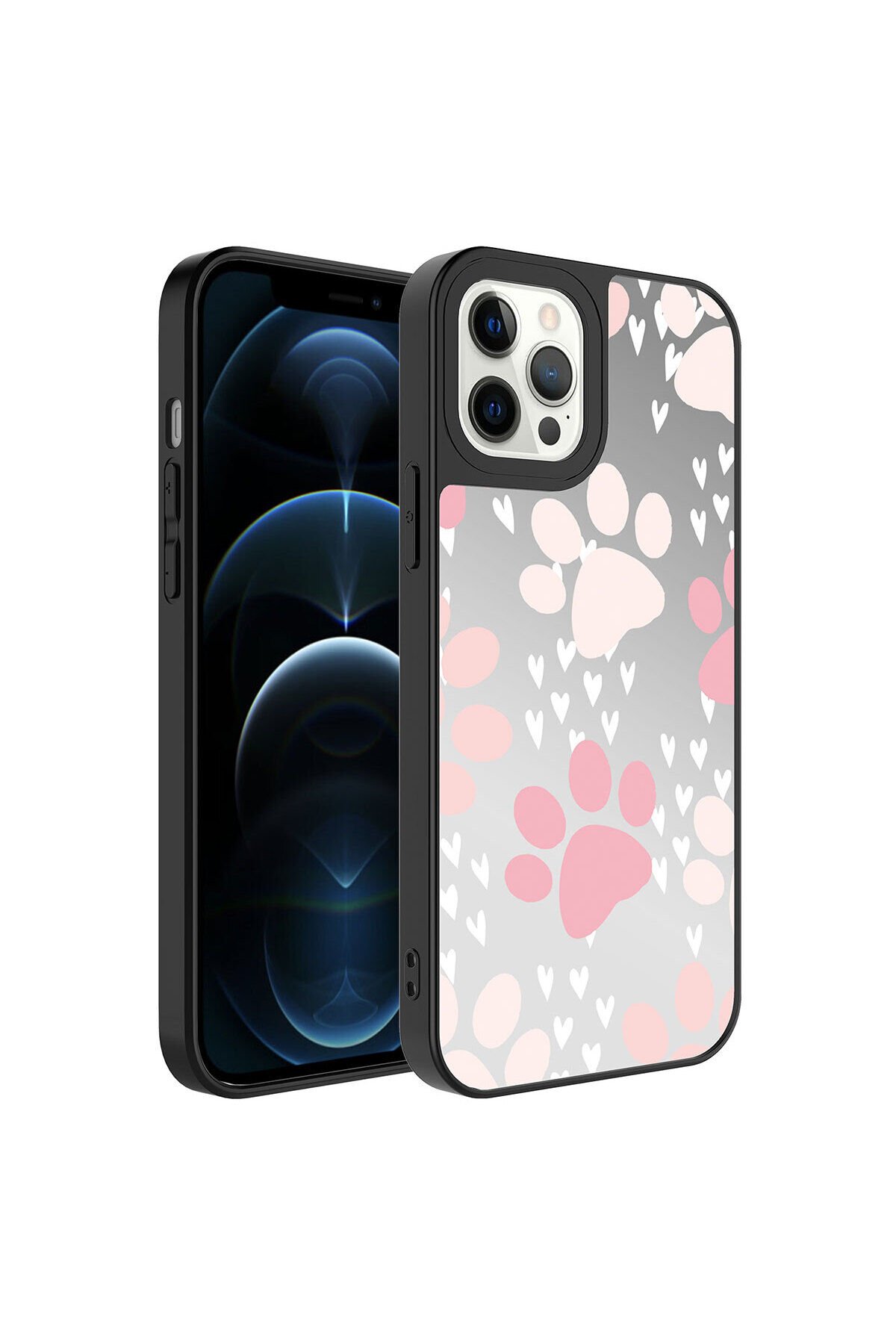 iPhone 12 Pro Max Uyumlu Aynalı Desenli Kamera Korumalı Parlak BSAY Mirror Kılıf-Yazı Nsm-I
