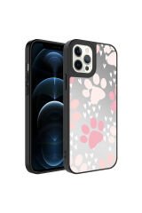 iPhone 12 Pro Max Uyumlu Aynalı Desenli Kamera Korumalı Parlak BSAY Mirror Kılıf-Yazı Nsm-I