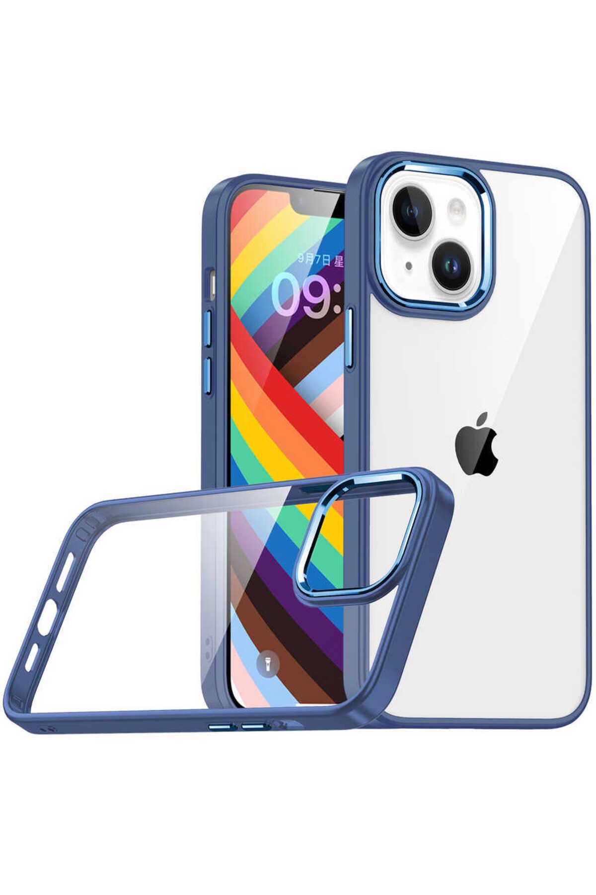 iPhone 14 Uyumlu BSAY Flora Kılıf-Yeşil Sierra Mavi