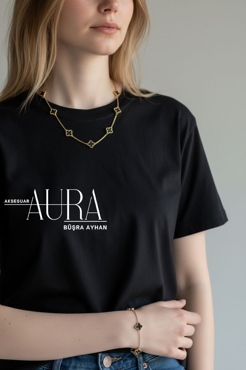 YONCA ÇELİK KOLYE Siyah