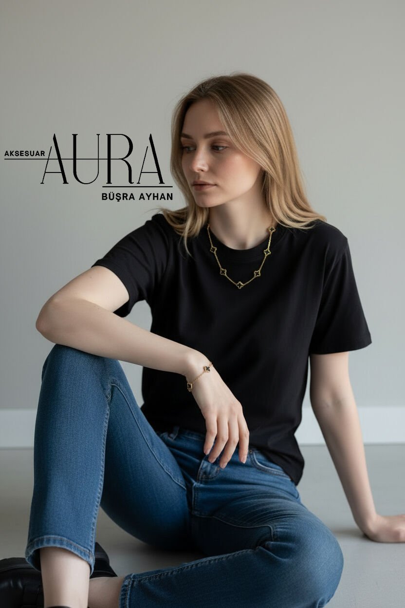 YONCA ÇELİK KOLYE Siyah