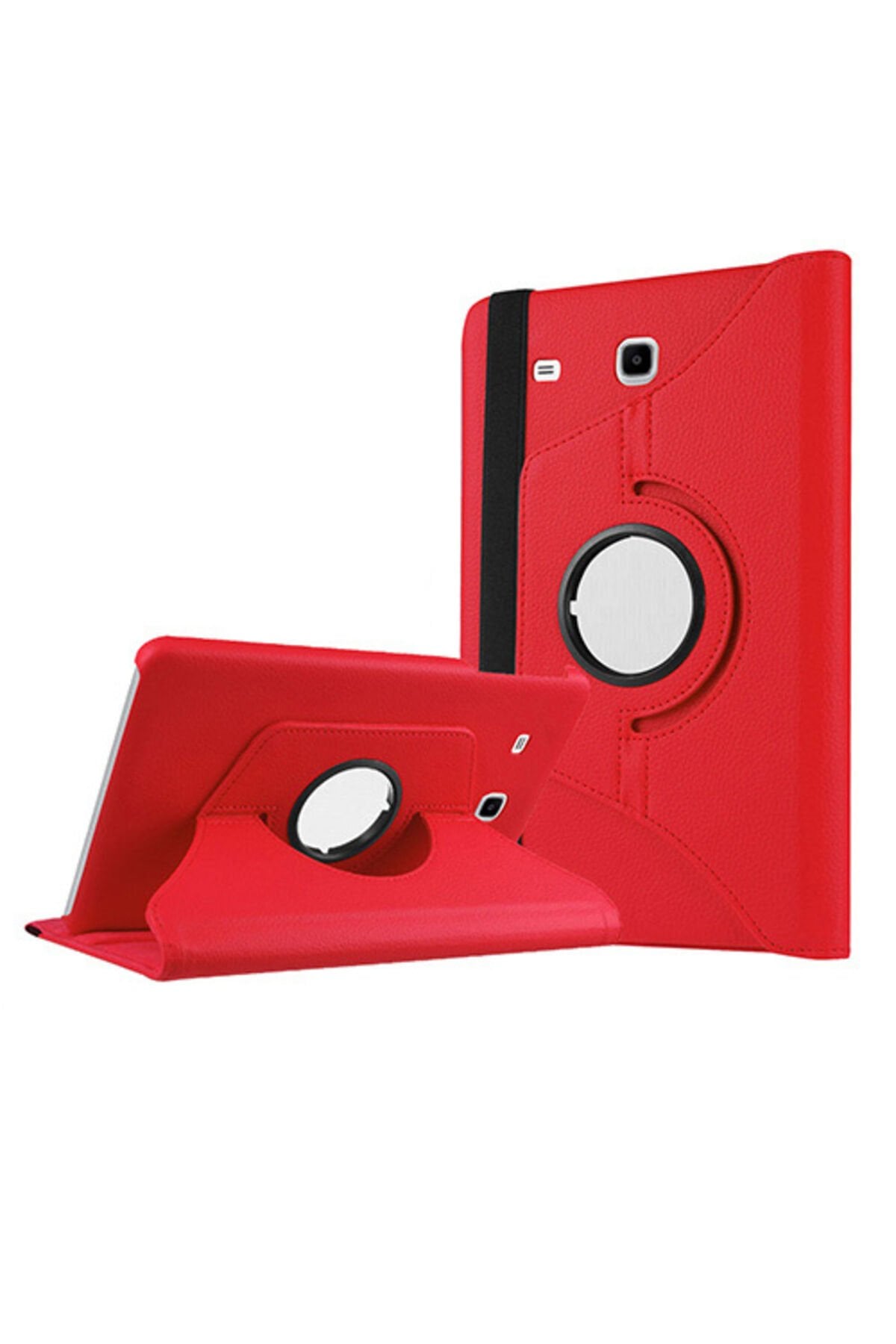 Galaxy Tab E T560 9.6 Uyumlu BSAY Dönebilen Standlı Kılıf-Mavi Kırmızı