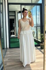 Askılı Keten Elbise