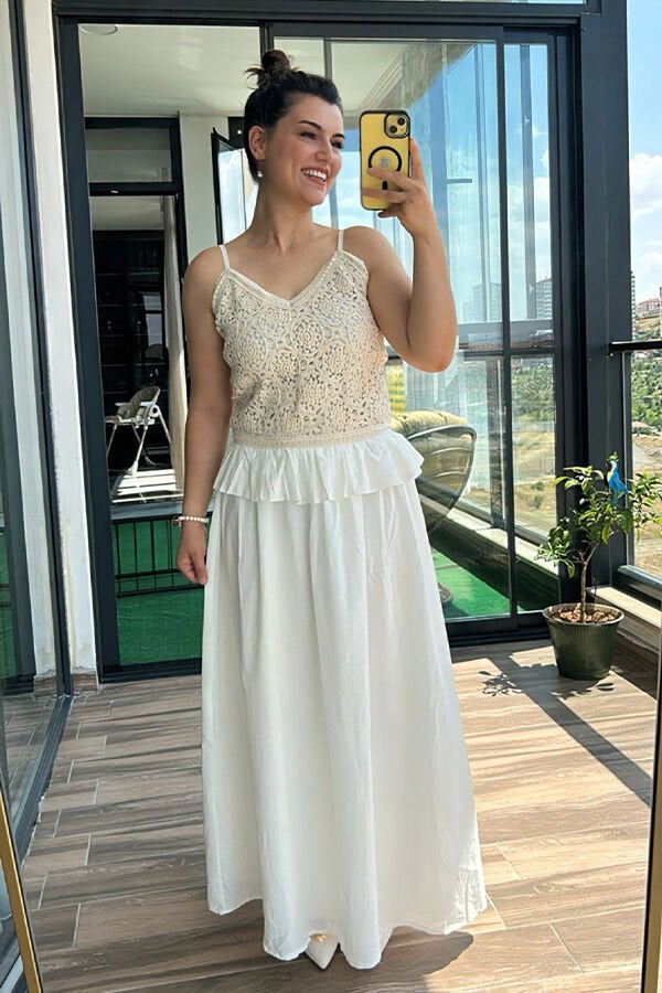 Askılı Keten Elbise