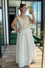 Askılı Keten Elbise