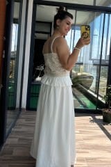 Askılı Keten Elbise