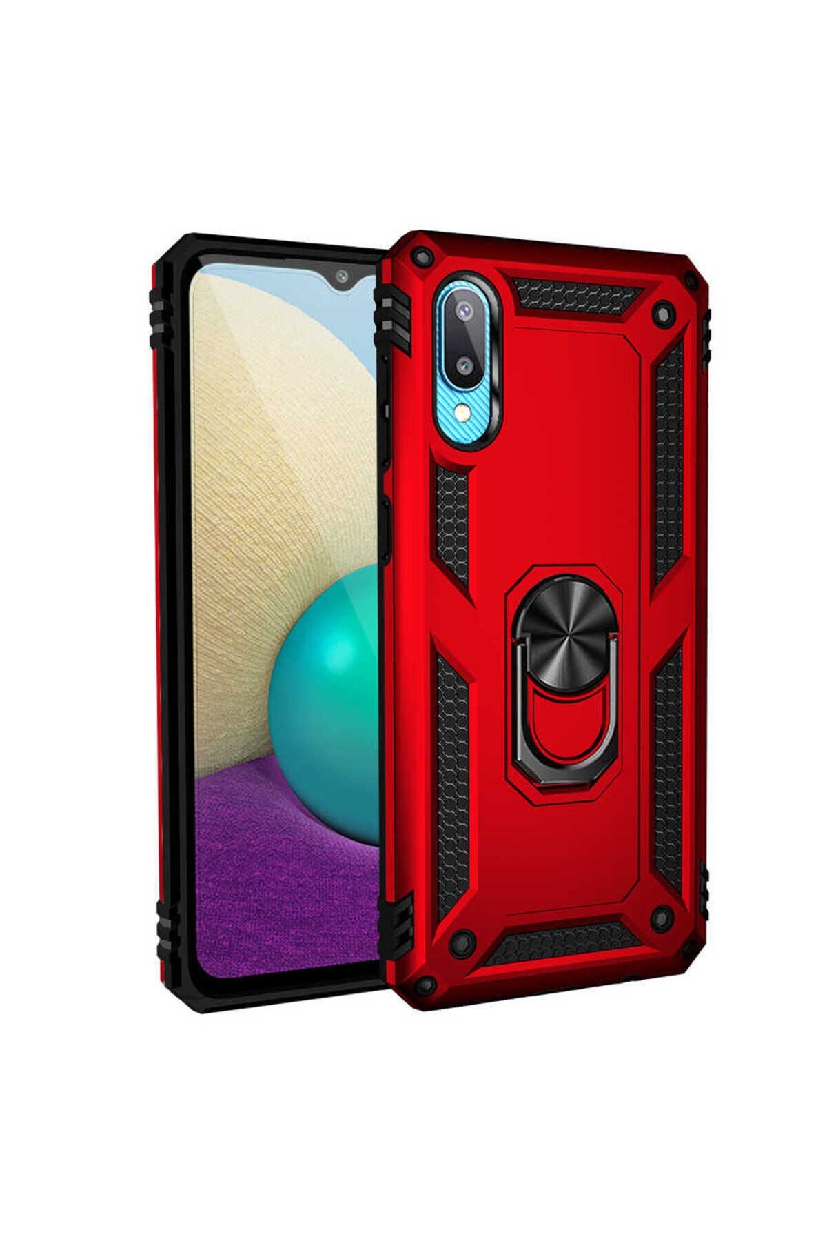 Galaxy A02 Kılıf SBT Vega Kapak - Gri Kırmızı