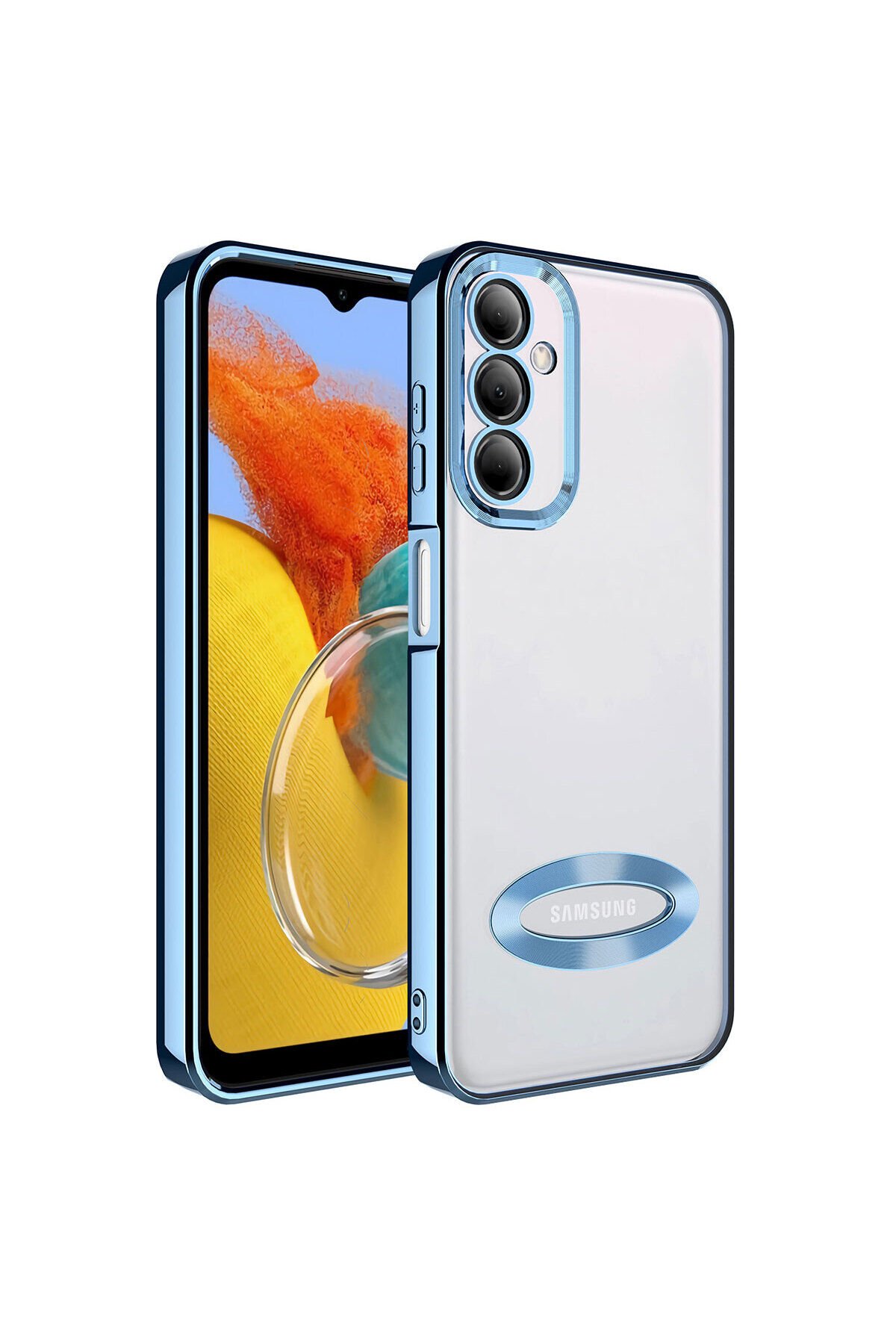 Galaxy M14 Kılıf Kamera Korumalı Logo Gösteren BSAY Omega Kapak - Sierra Mavi Sierra Mavi
