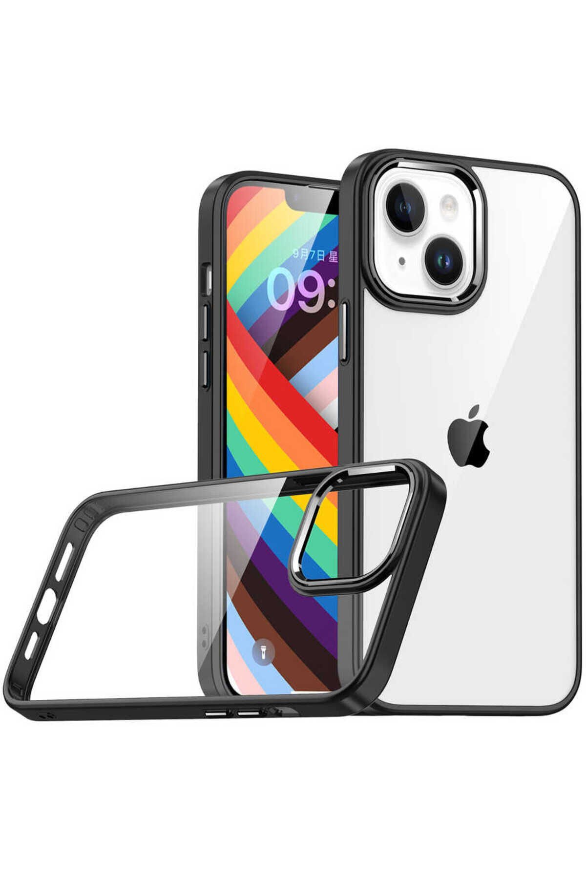 iPhone 14 Plus Uyumlu BSAY Flora Kılıf-Sierra Mavi Siyah