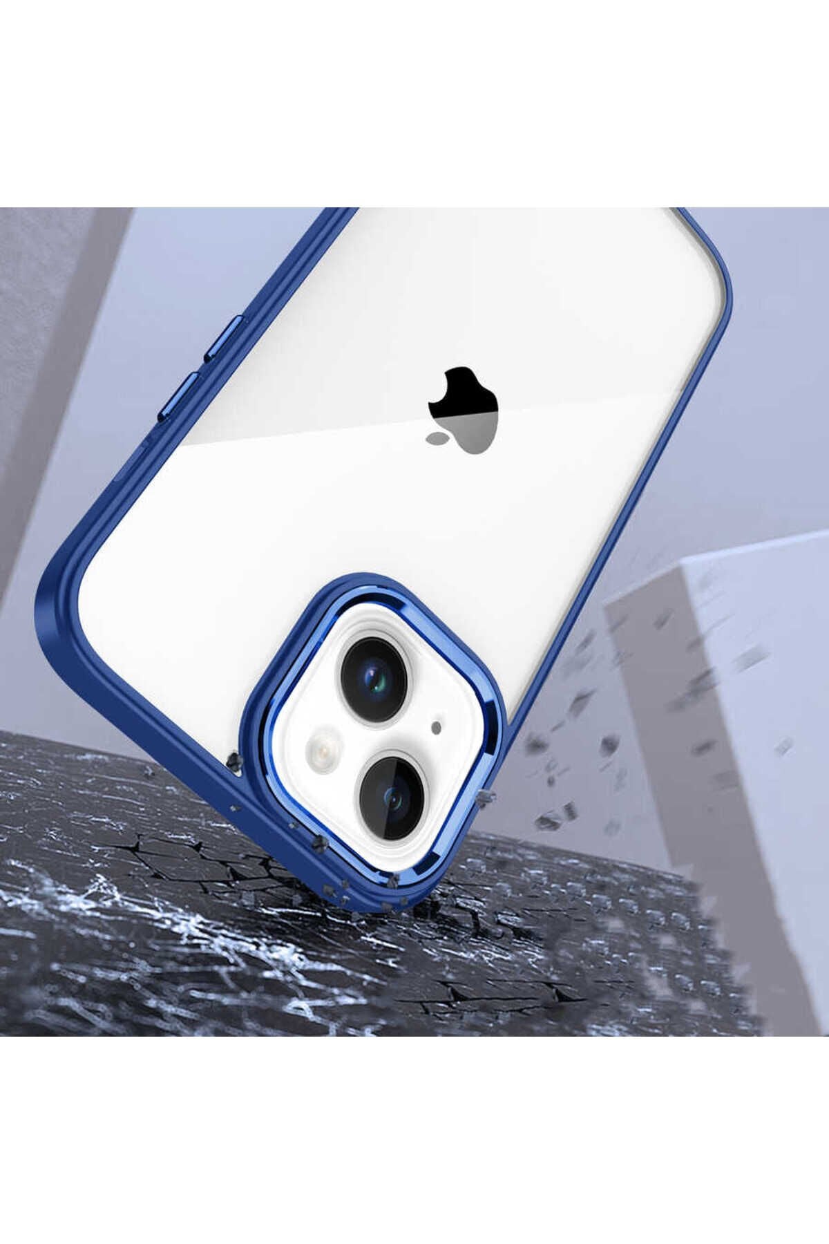 iPhone 14 Plus Uyumlu BSAY Flora Kılıf-Sierra Mavi Siyah