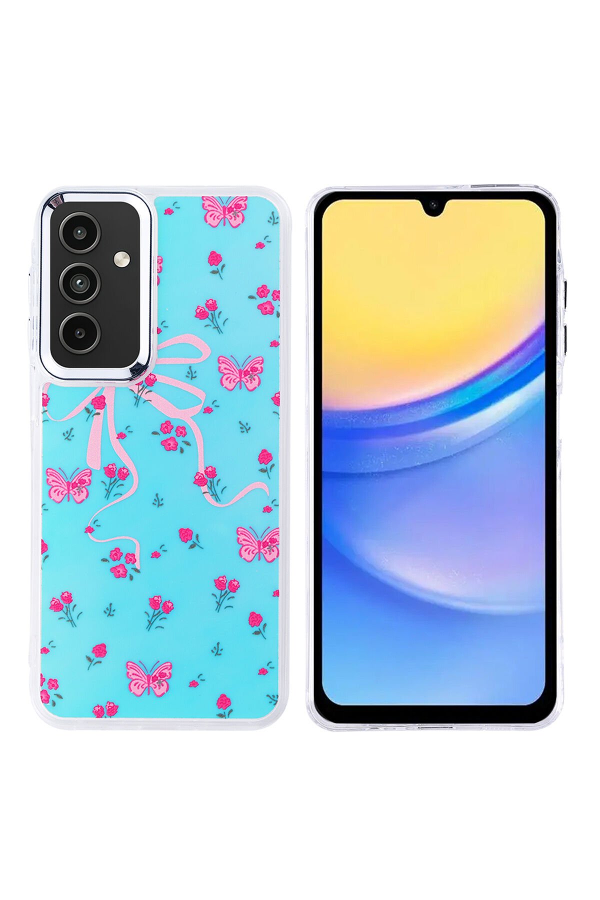Galaxy A15 Kılıf Airbag Tasarımlı BSAY Hadra Kapak - Kiraz Kelebek