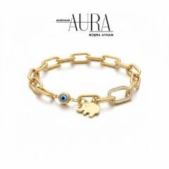 Zirkon Taşlı Gold Renk Xuping Kadın Bileklik