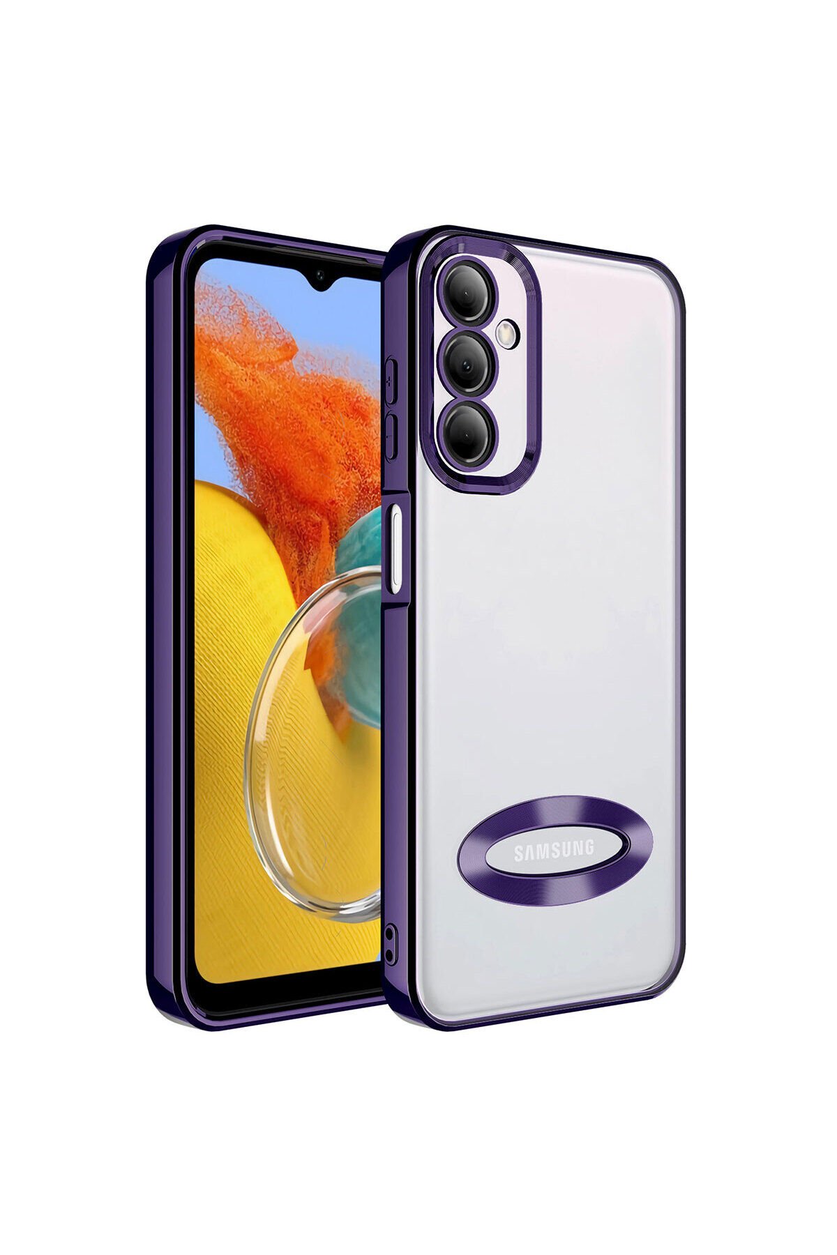 Galaxy M14 Kılıf Kamera Korumalı Logo Gösteren BSAY Omega Kapak - Sierra Mavi Derin Mor