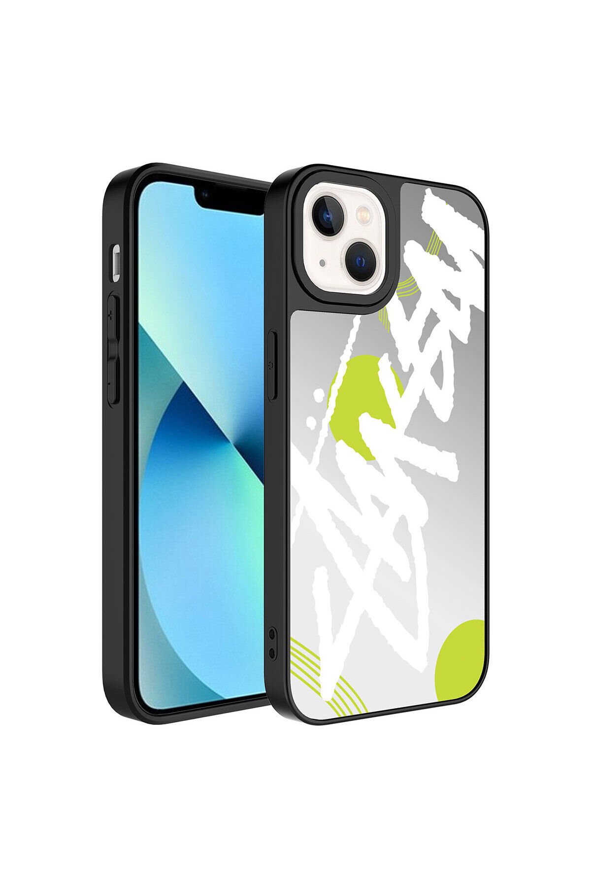iPhone 13 Uyumlu Aynalı Desenli Kamera Korumalı Parlak BSAY Mirror Kılıf-Love Yazı