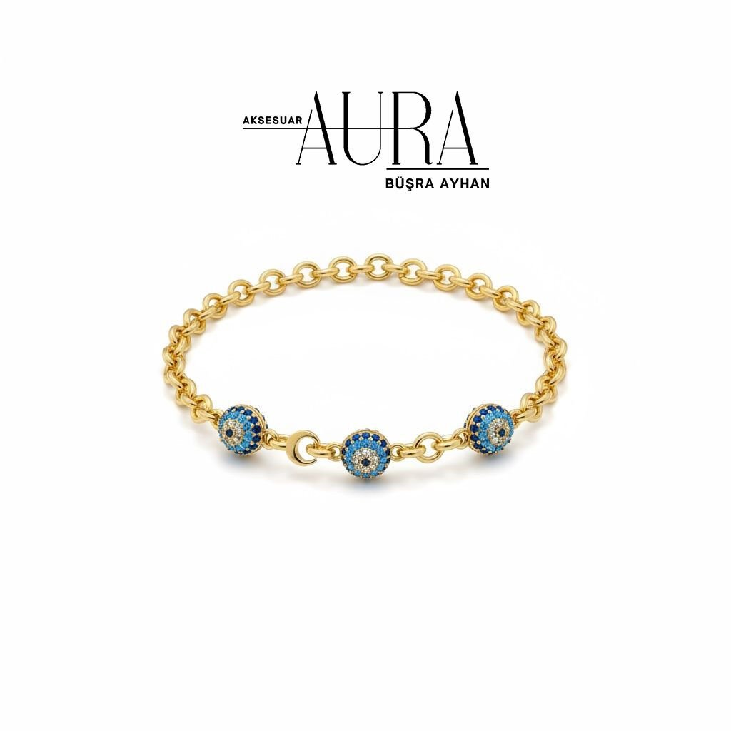 Gold Renk Taşlı Lüks ve Şık Tasarım VIP Kadın Bileklik