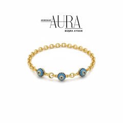 Gold Renk Taşlı Lüks ve Şık Tasarım VIP Kadın Bileklik