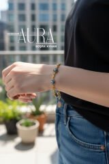 Gold Renk Taşlı Lüks ve Şık Tasarım VIP Kadın Bileklik