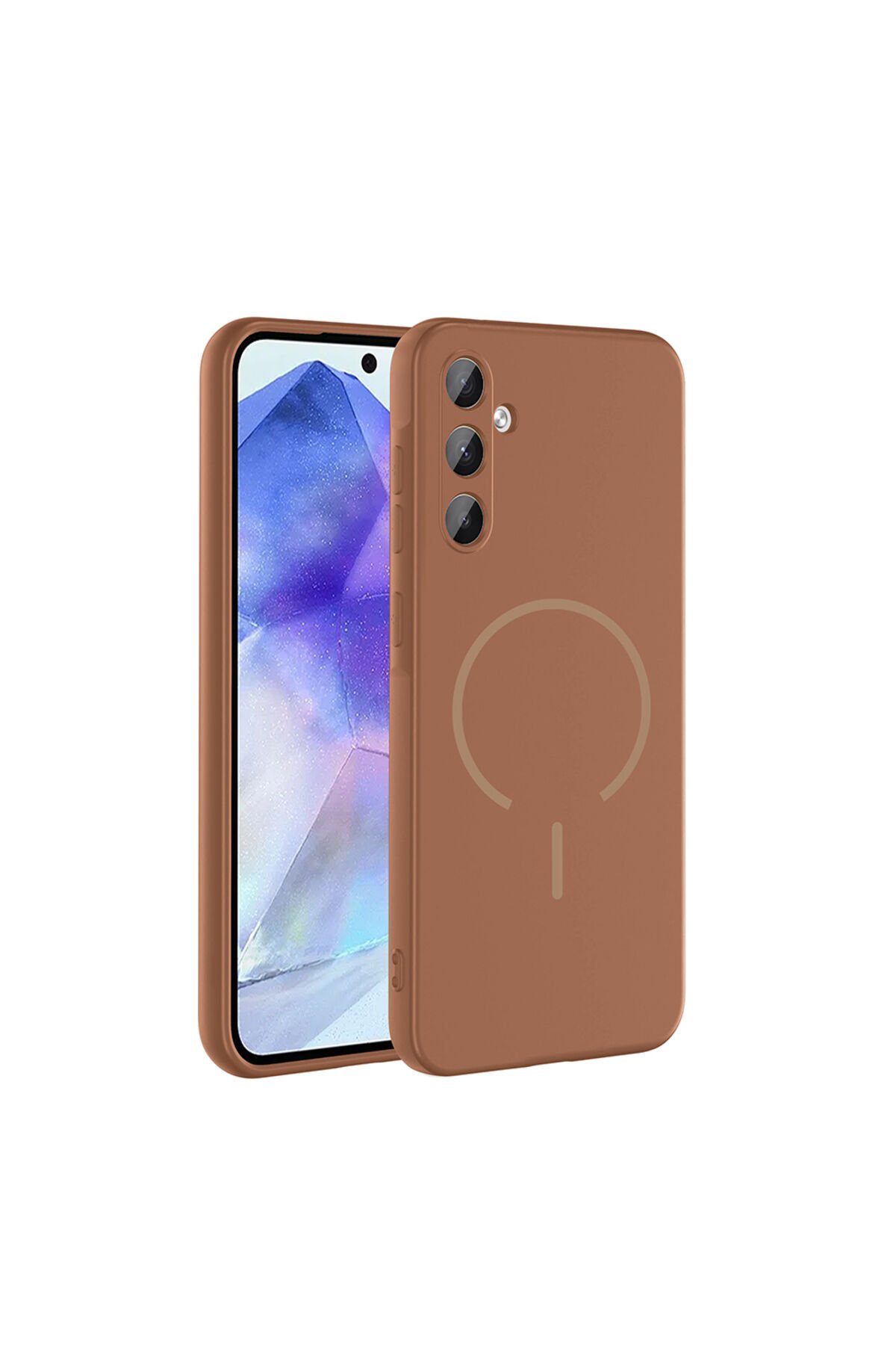 Galaxy A35 Kılıf M-safe Şarj Özellikli BSAY Meta Kapak - Lacivert Kahverengi