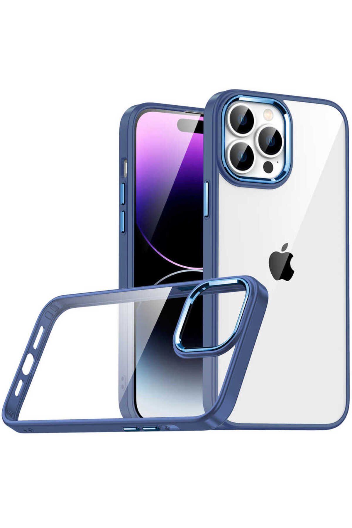 iPhone 14 Pro Uyumlu BSAY Flora Kılıf-Siyah Sierra Mavi