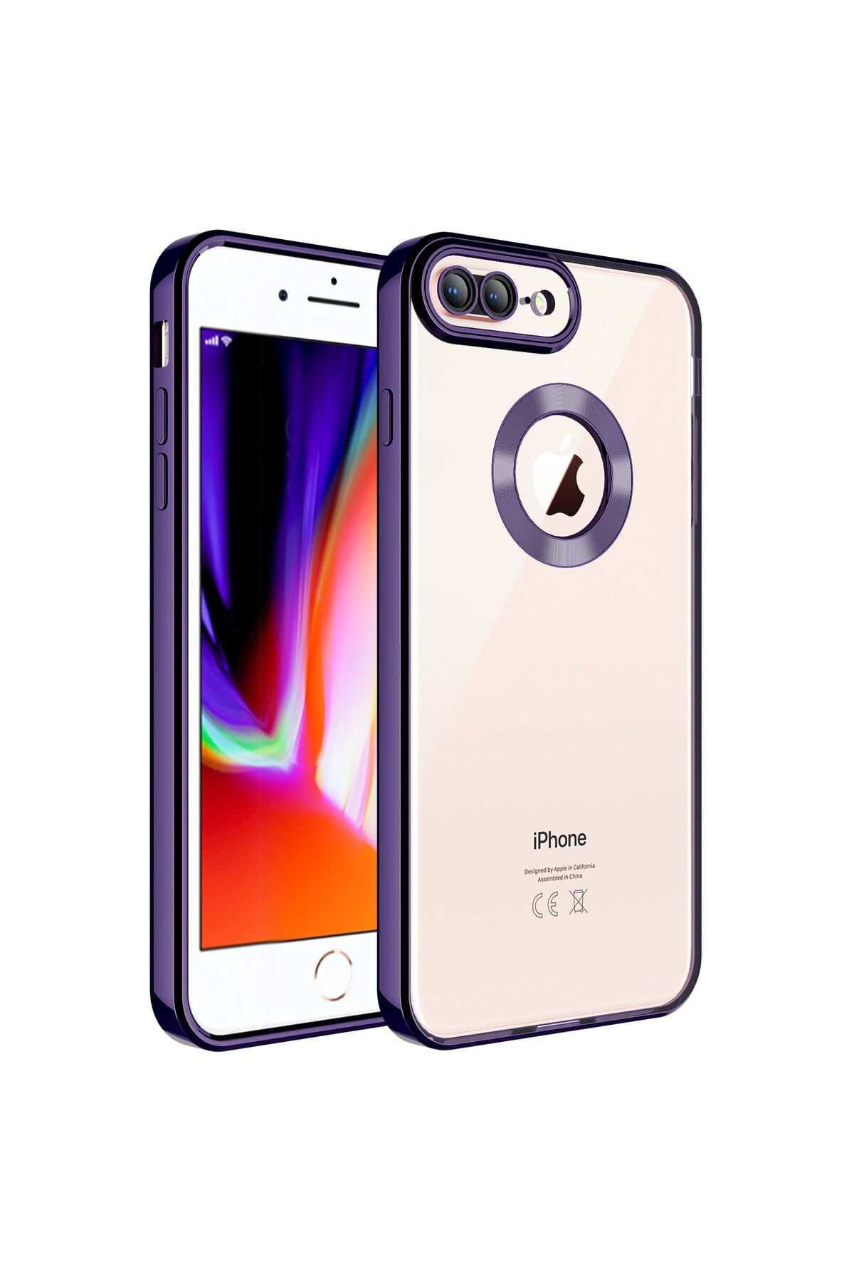 iPhone 7 Plus Kılıf Kamera Korumalı Logo Gösteren BSAY Omega Kapak - Derin Mor Derin Mor