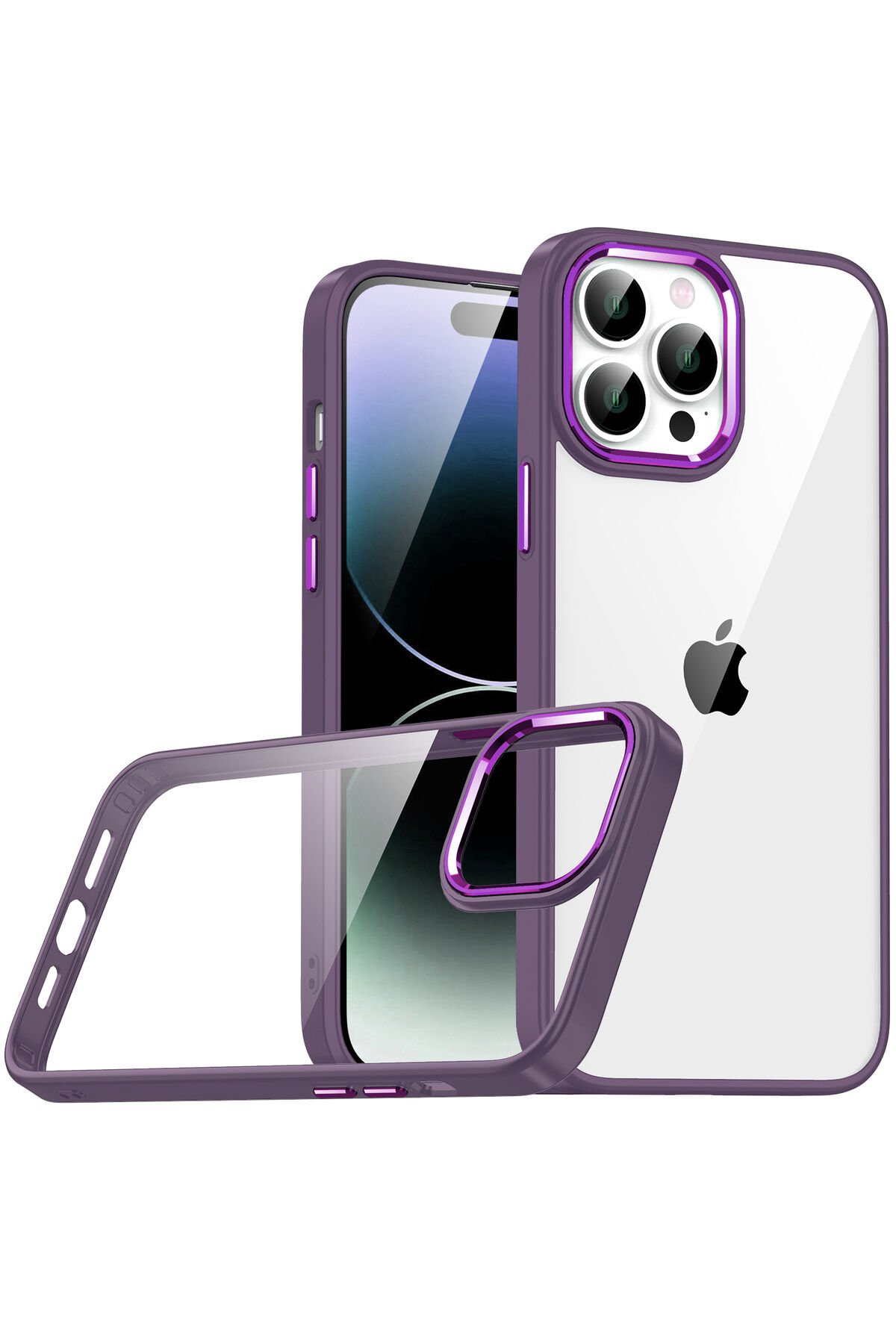 iPhone 14 Pro Uyumlu BSAY Flora Kılıf-Siyah Derin Mor