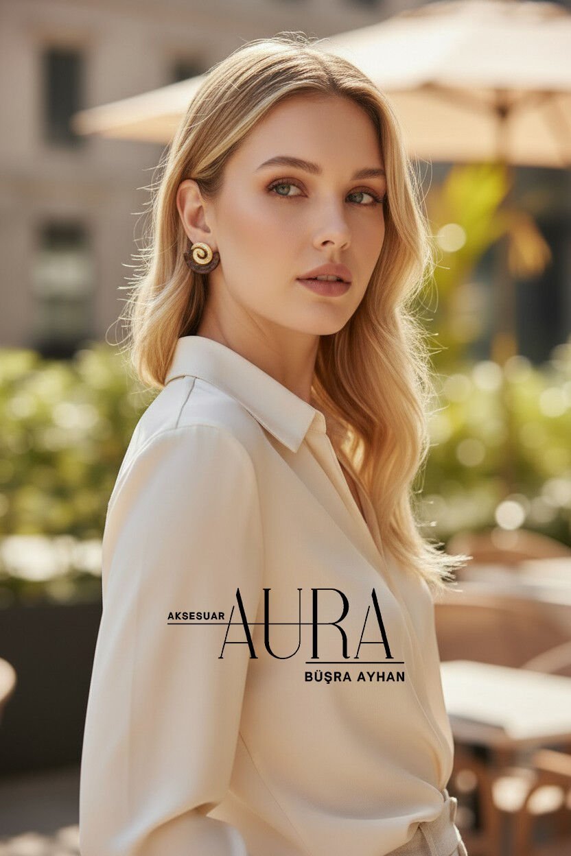 Mermer Desenli Yarım Ay Vip Küpe Kırmızı