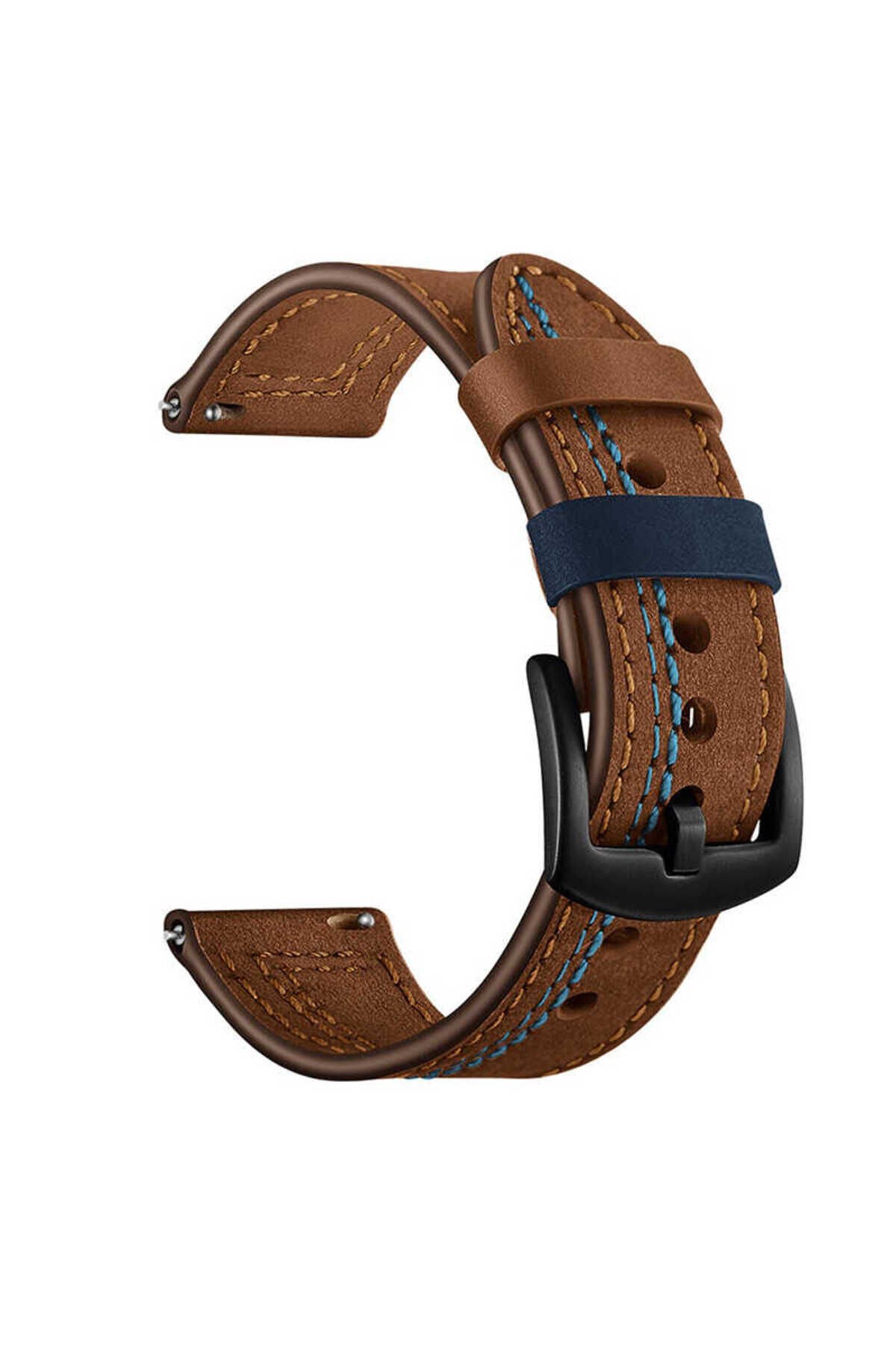 Huawei Watch GT 3 42mm Uyumlu KRD-19 Deri BSAY Kordon-Kahverengi Kahverengi