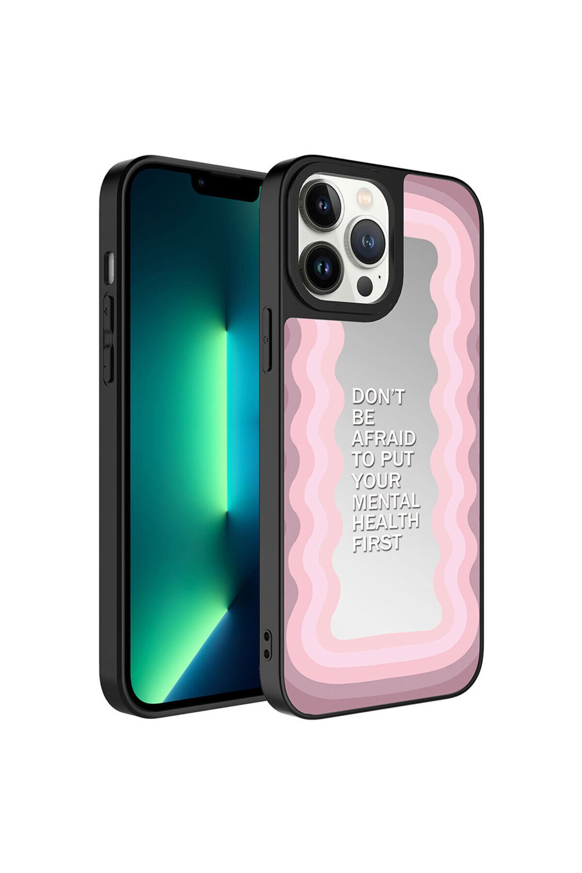 iPhone 13 Pro Uyumlu Aynalı Desenli Kamera Korumalı Parlak BSAY Mirror Kılıf-Süper Anne Ayna
