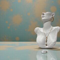 Turkuaz Taşlı Gold Çelik Charm Kolye