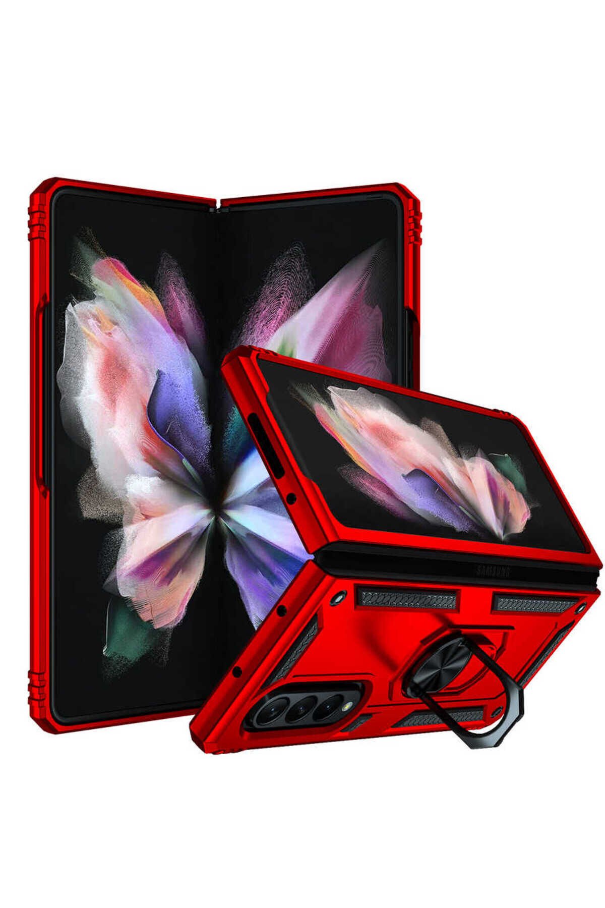 Galaxy Z Fold 3 Kılıf BSAY Vega Kapak - Mavi Kırmızı