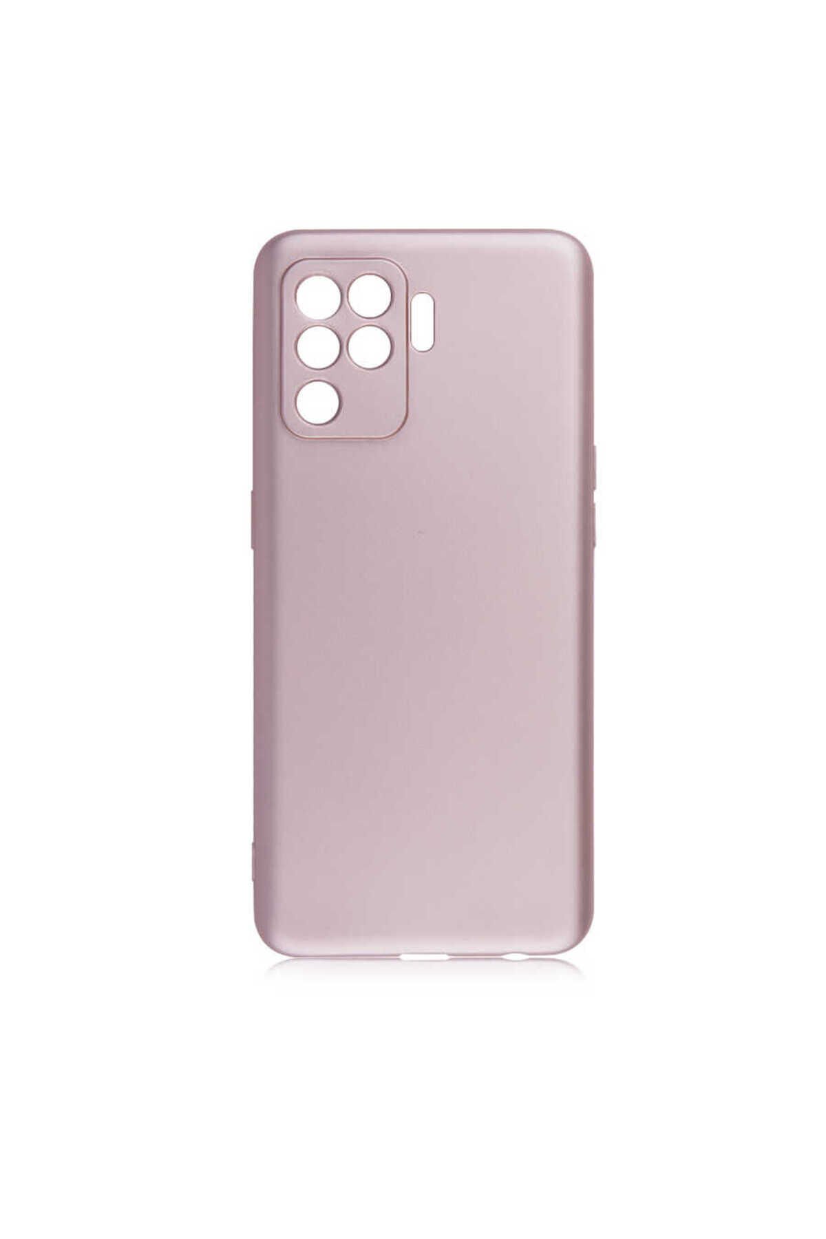 Reno 5 Lite Kılıf BSAY Premier Silikon Kapak - Mürdüm Rose Gold