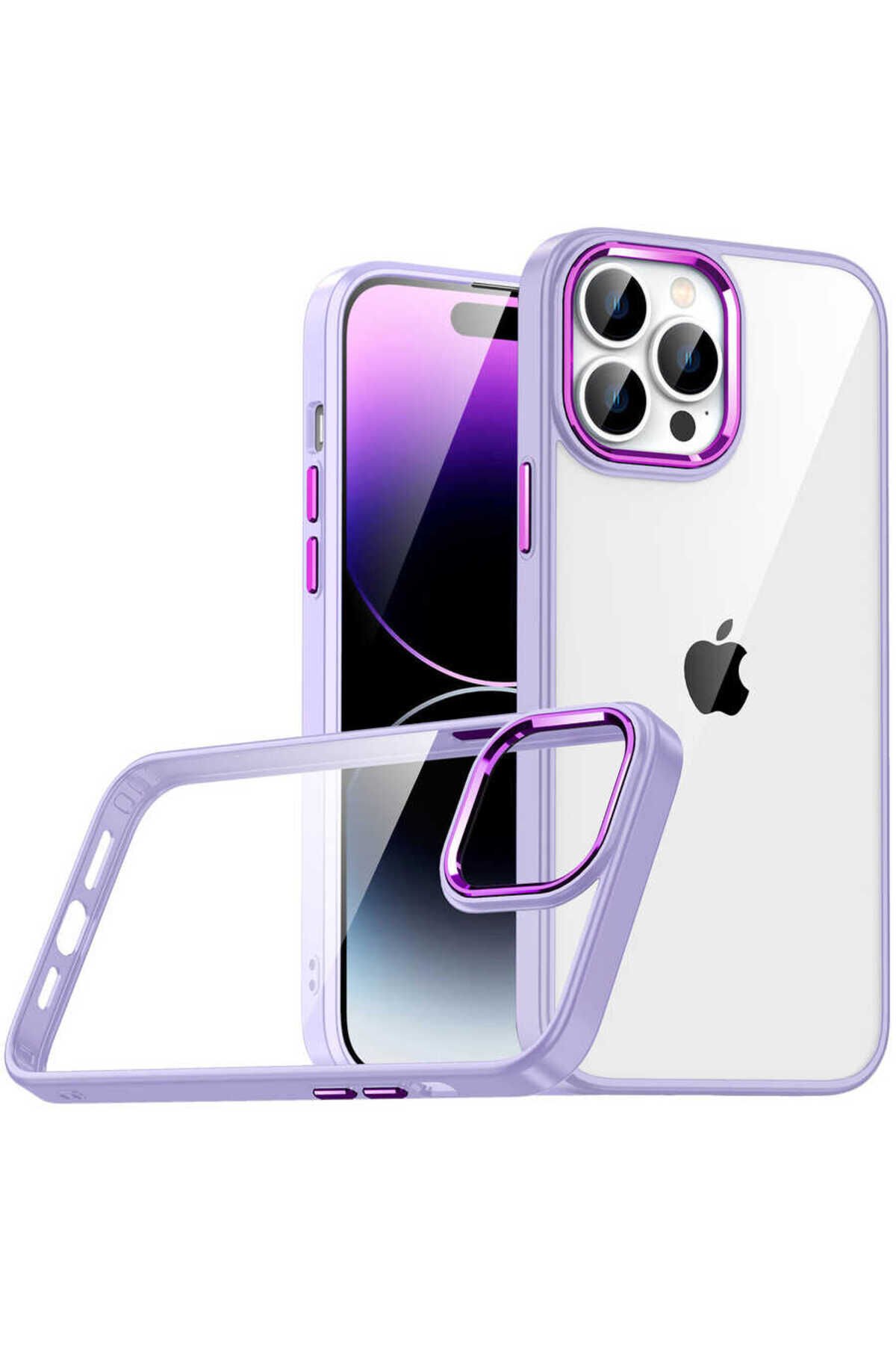 iPhone 14 Pro Max Uyumlu BSAY Flora Kılıf-Yeşil Lila