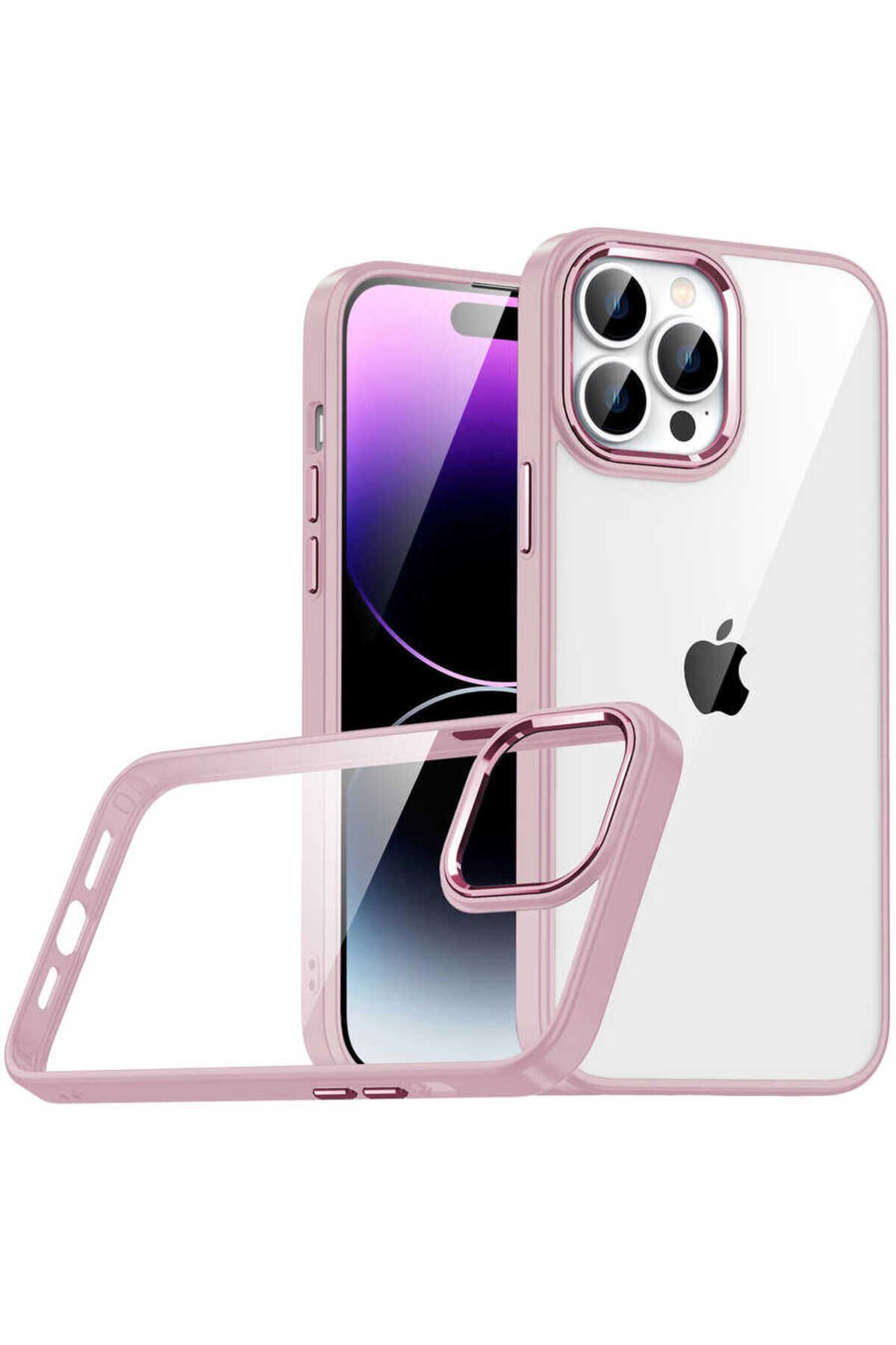 iPhone 14 Pro Max Uyumlu BSAY Flora Kılıf-Yeşil Rose Gold