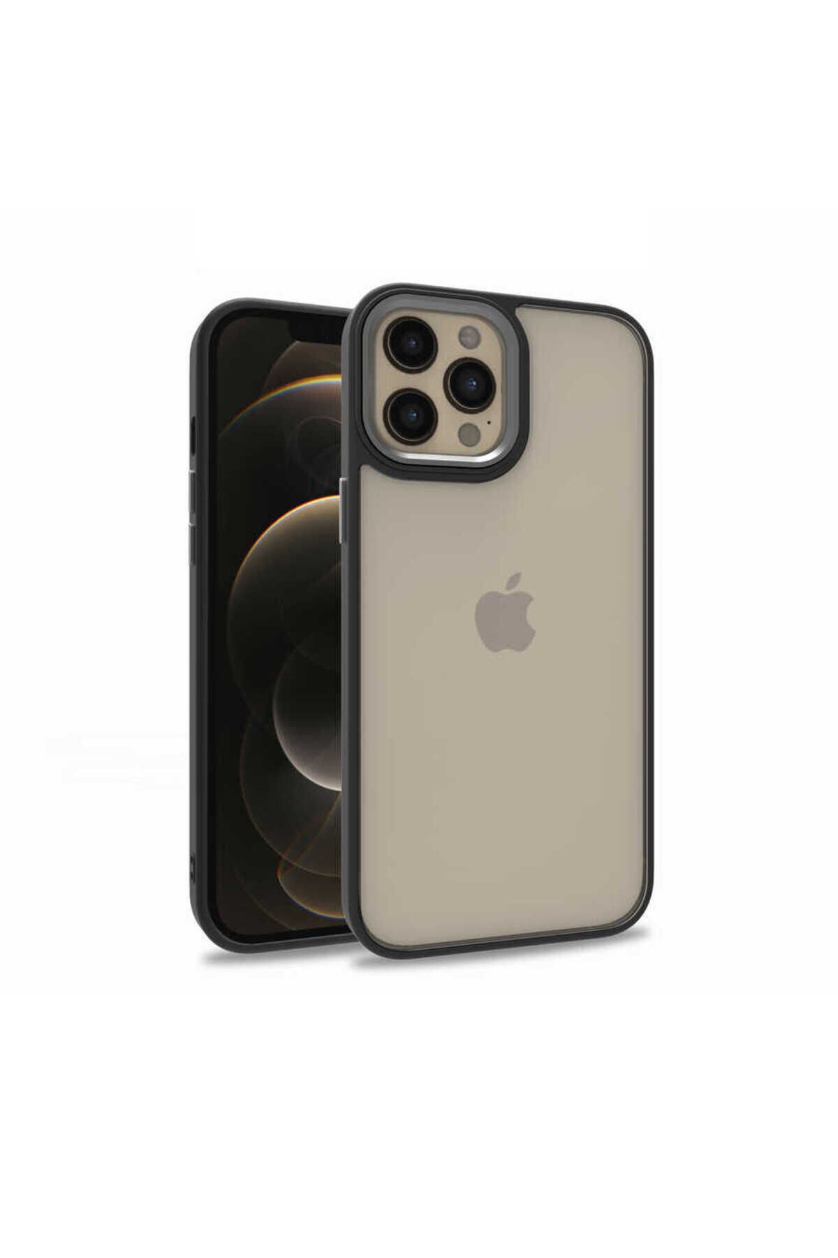 iPhone 12 Pro Max Uyumlu BSAY Flora Kılıf-Kırmızı Siyah