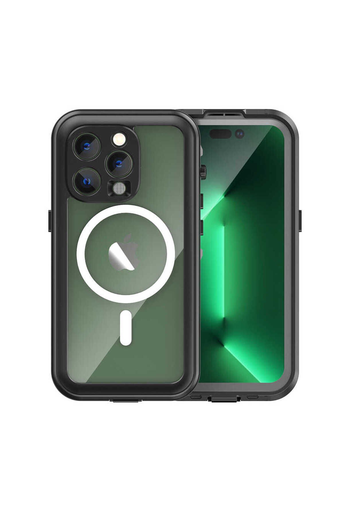iPhone 14 Pro Uyumlu BSAY 1-1 Su Geçirmez Kılıf-Siyah Siyah