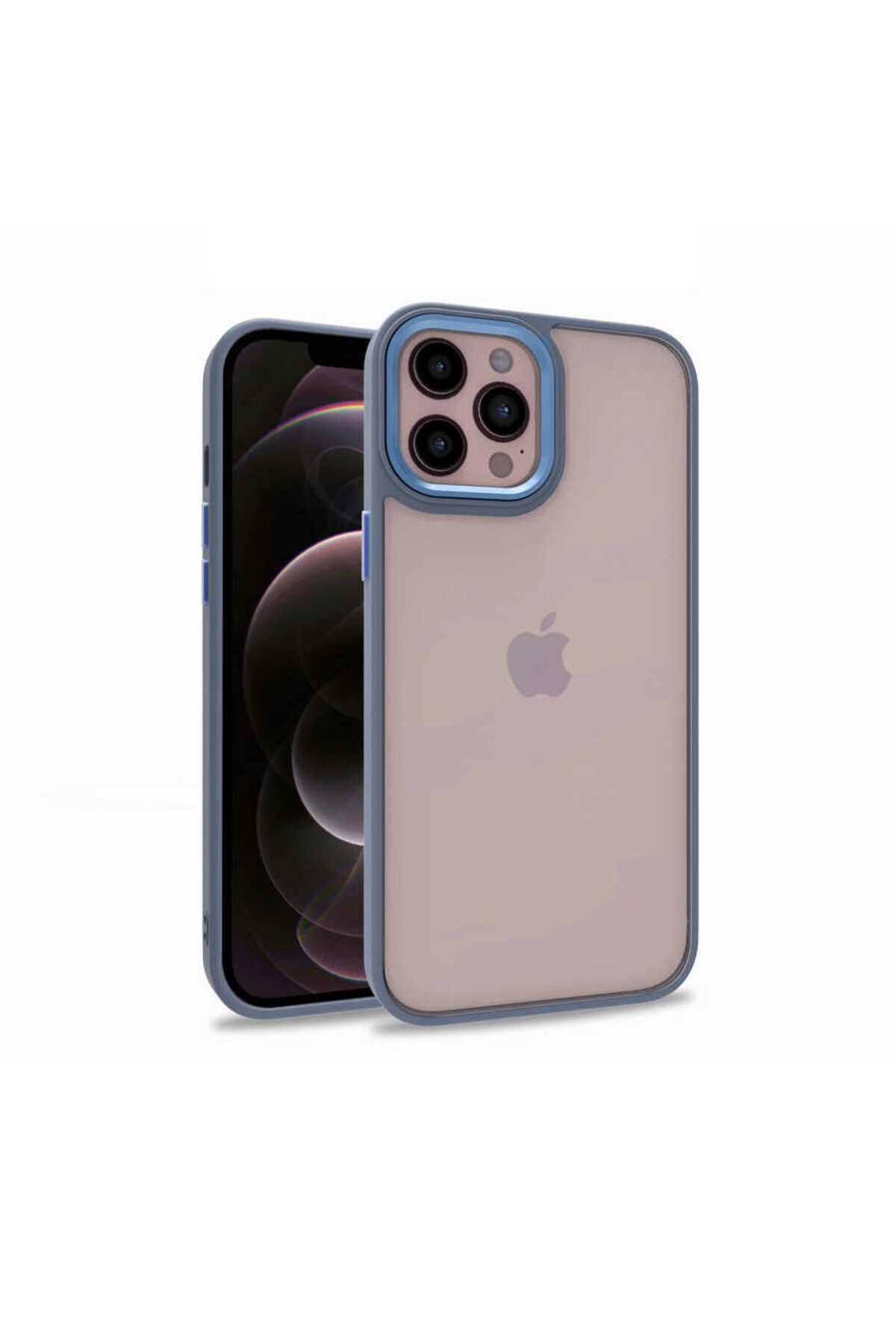 iPhone 12 Pro Max Uyumlu BSAY Flora Kılıf-Kırmızı Sierra Mavi