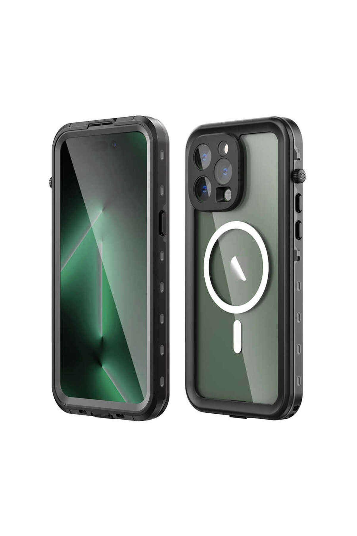 iPhone 14 Pro Max Uyumlu BSAY 1-1 Su Geçirmez Kılıf-Siyah Siyah