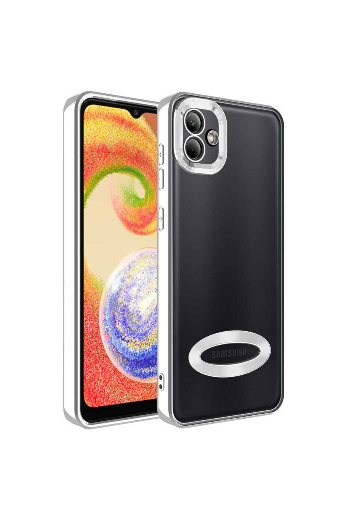 Galaxy A03 Kılıf Kamera Korumalı Logo Gösteren BSAY Omega Kapak - Siyah Gümüş