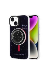 iPhone 14 BSAY Magsafe Şarj Özellikli Tak-Çıkar Pop Soketli BSAY Tiktok Kılıf-Turuncu Mavi