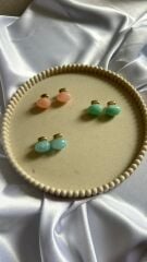 Doğal Taş Görünümlü Şık Kadın Küpe Buz Mavi