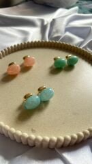 Doğal Taş Görünümlü Şık Kadın Küpe Buz Mavi