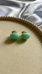 Doğal Taş Görünümlü Şık Kadın Küpe Buz Mavi