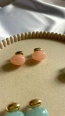 Doğal Taş Görünümlü Şık Kadın Küpe Buz Mavi