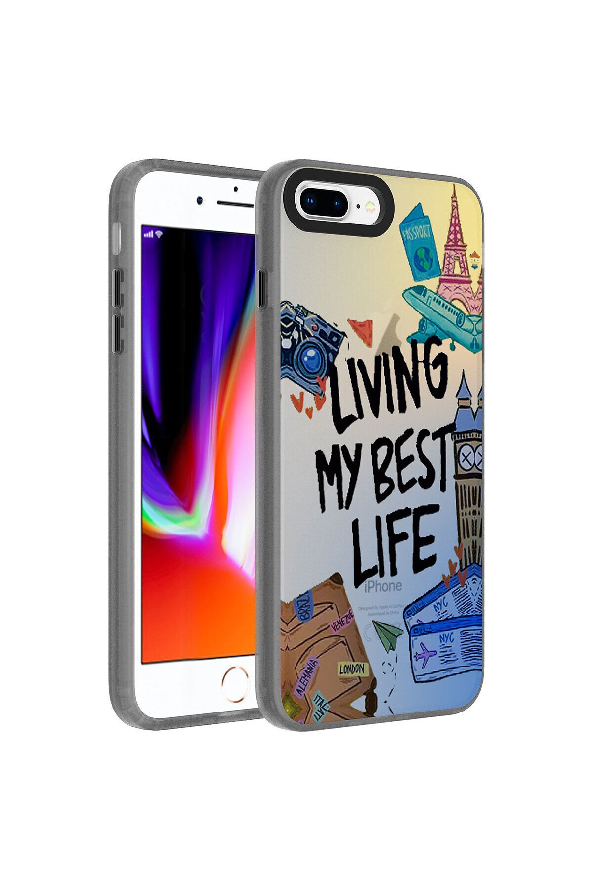 iPhone 7 Plus Kılıf Desenli BSAY Dragon Sert Kapak - Have Seyahat