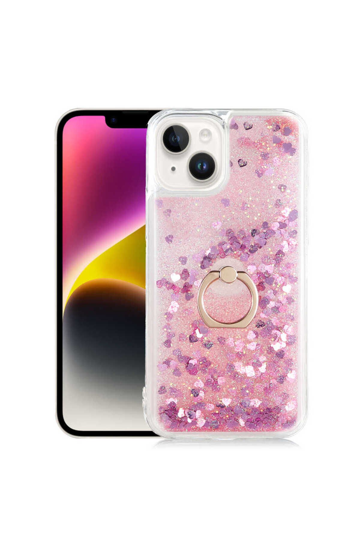 iPhone 14 Plus Uyumlu BSAY Milce Kılıf-Gold Pembe