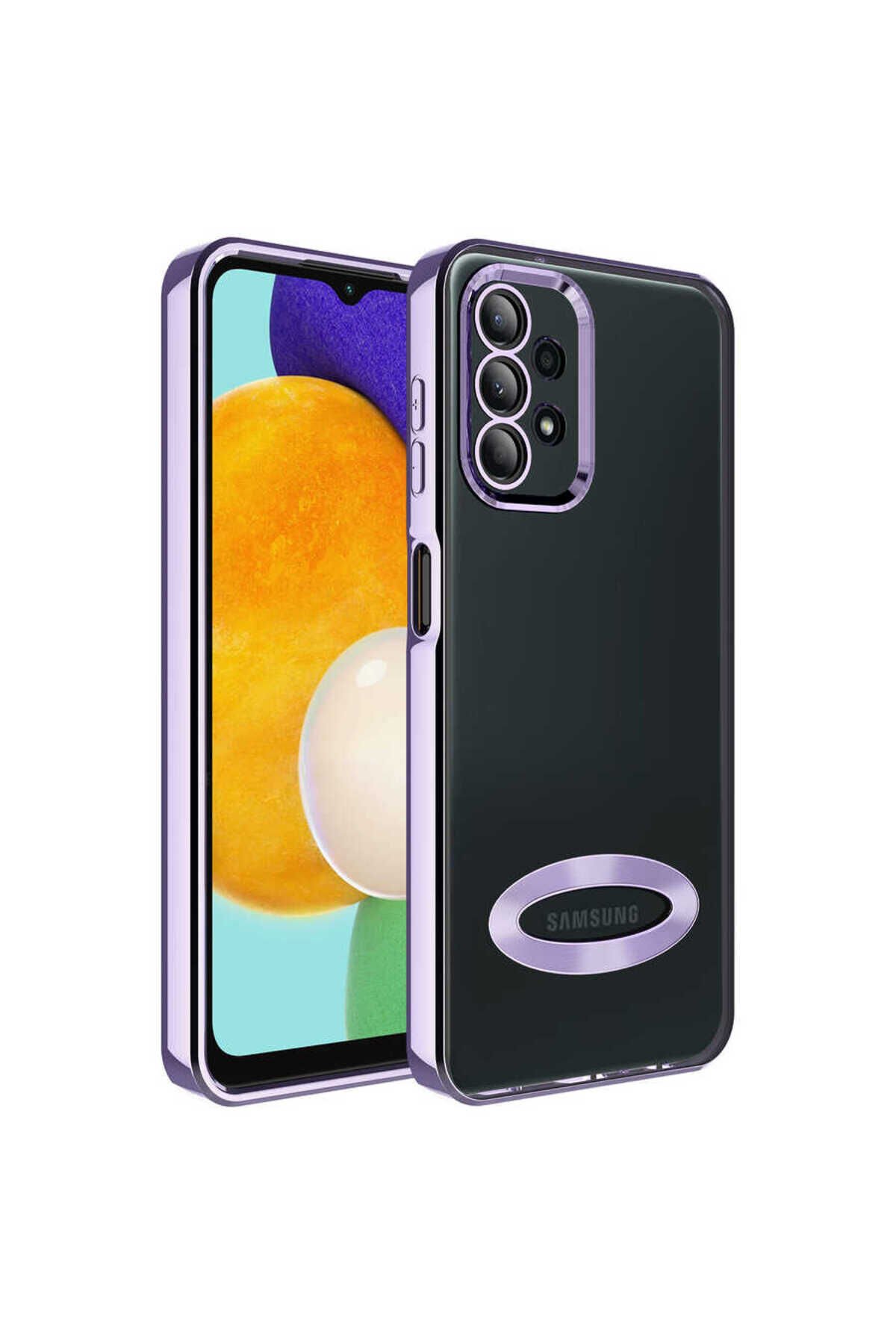 Galaxy A13 4G Kılıf Kamera Korumalı Logo Gösteren BSAY Omega Kapak - Siyah Gold