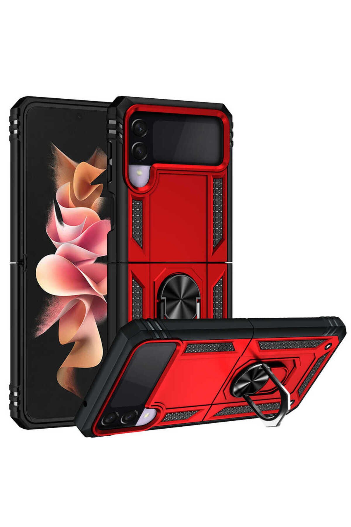 Galaxy Z Flip 3 Kılıf BSAY Vega Kapak - Siyah Kırmızı