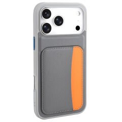 iPhone 17 Pro Max Kılıf Kartlıklı Zore X-Kart Silikon Kılıf Turuncu