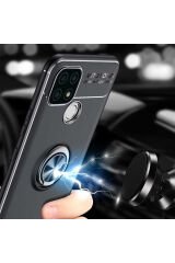 Realme C21 Kılıf BSAY Ravel Silikon Kapak - Siyah-Kırmızı Siyah-Rose Gold