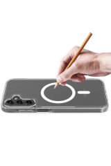 Galaxy S24 Uyumlu BSAY Magsafe Şarj Özellikli Şeffaf Sert PC BSAY Embos Kılıf-Renksiz Renksiz